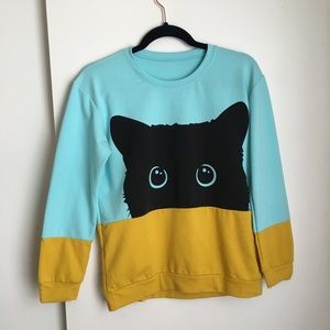 Color block cat sweater size Large